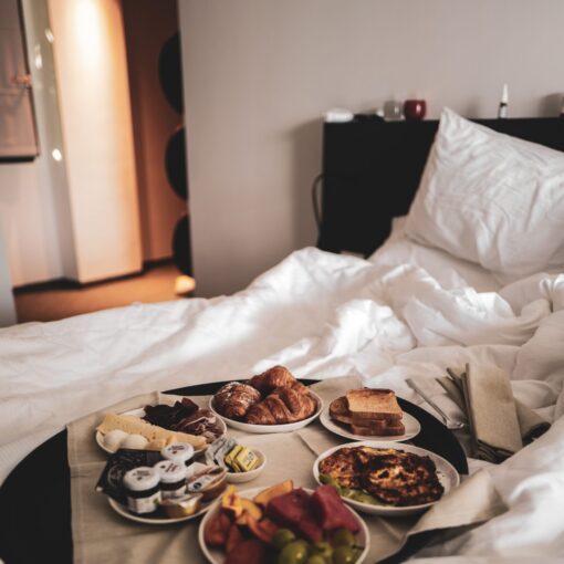 Food on a bed